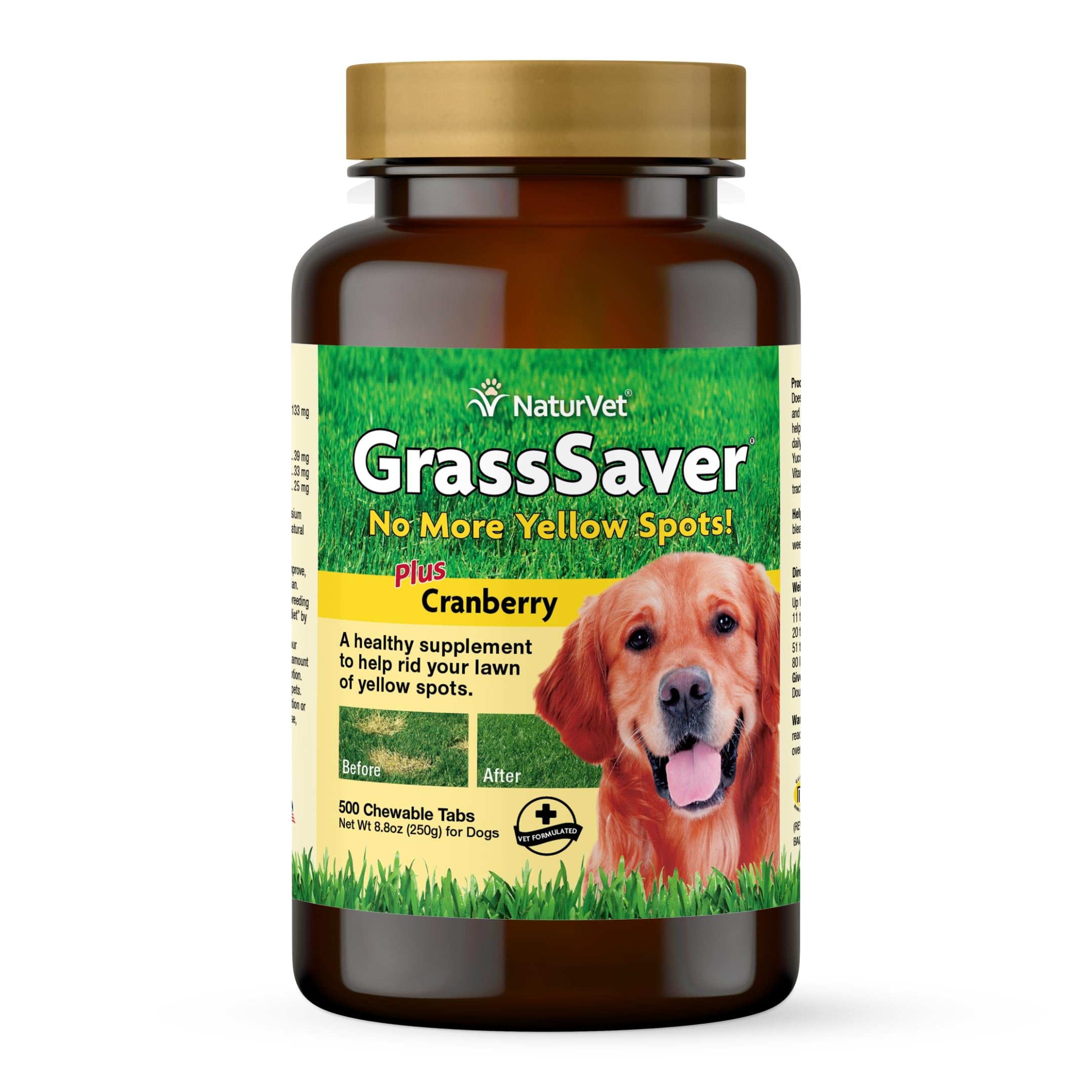 71ZTVfhHqL.jpg NaturVet ? GrassSaver Supplement for Dogs ? Healthy Supplement to Help Rid Your Lawn of Yellow Spots ? Synergistic Combination of B-Complex Vitamins & Amino Acids ? 500 Tablets - Image 1