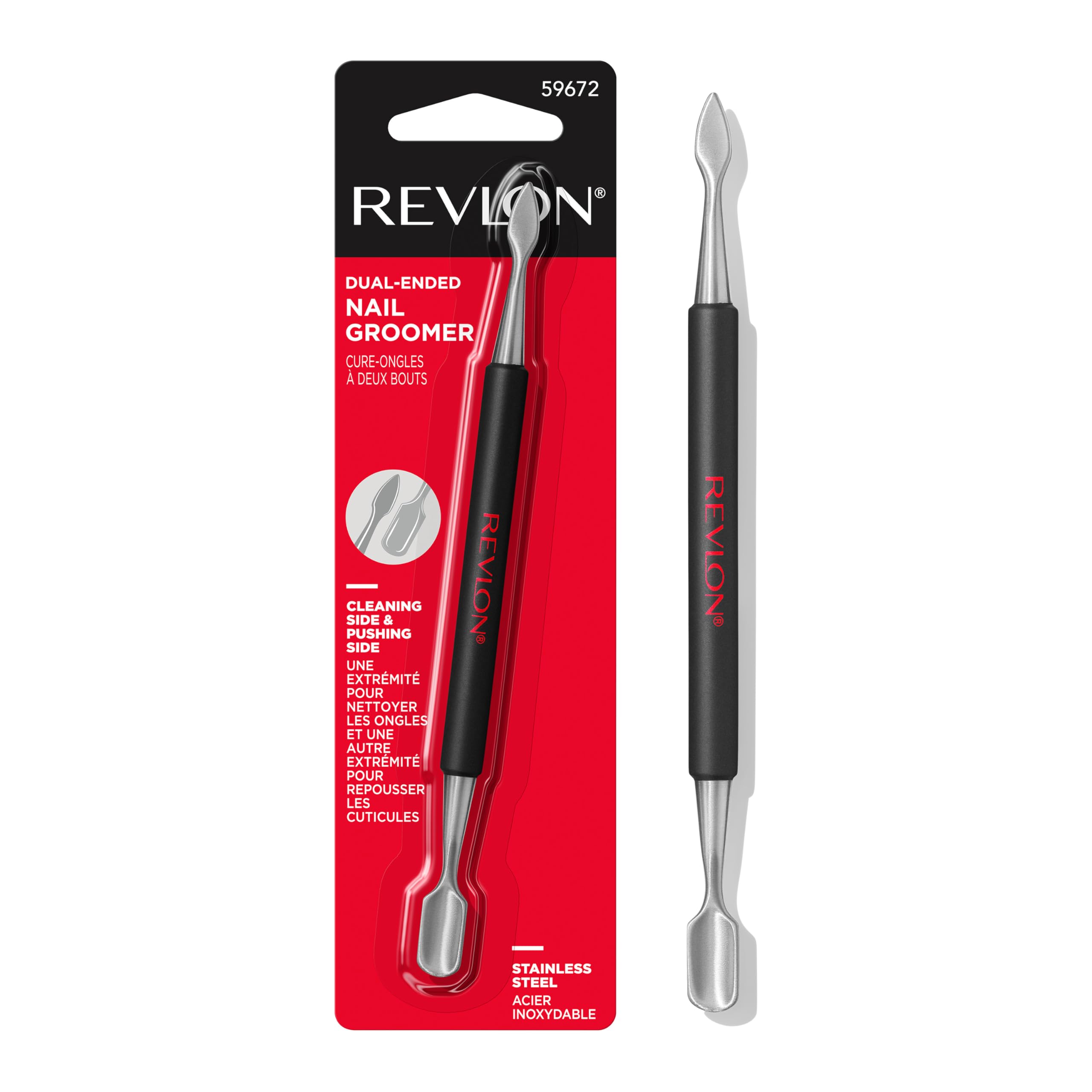 71bOU1X60iL.jpg Revlon Cuticle Pusher and Nail Cleaner, Dual Ended Nail Care Tool, Easy to Use, Stainless Steel (Pack of 1) - Image 1