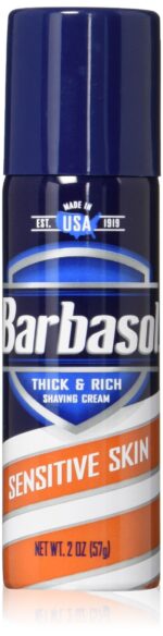Barbasol Sensitive Skin Thick and Rich Shaving Cream for Men, Travel Size, TSA Approved, 2 oz. (Pack of 24)