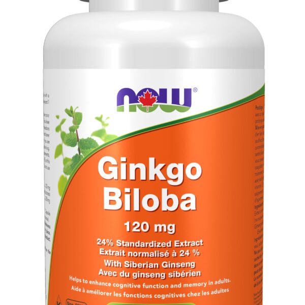 NOW Supplements, Ginkgo Biloba 120 mg, Double Strength, Non-GMO Project Verified, 100 Veg Capsules