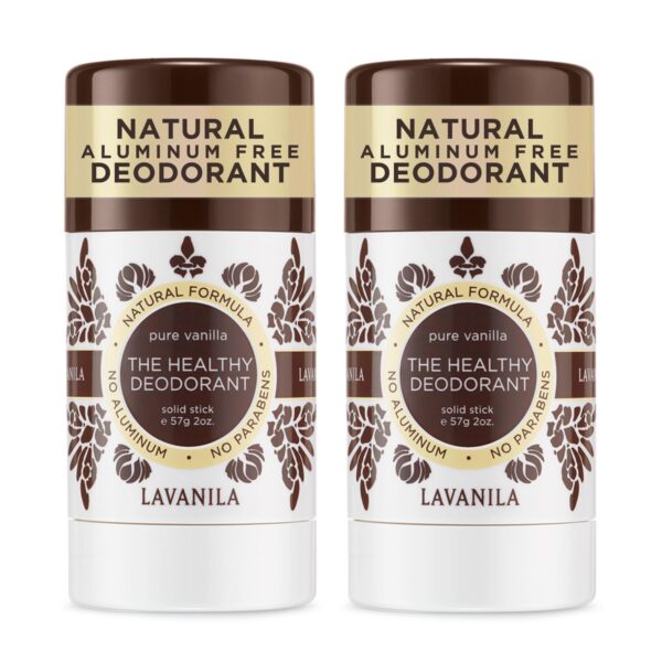 Lavanila Natural Aluminum Free Deodorant 2-Pack, Pure Vanilla - The Healthy Deodorant for Men and Women, Solid Stick (2 Ounce Each), Vegan