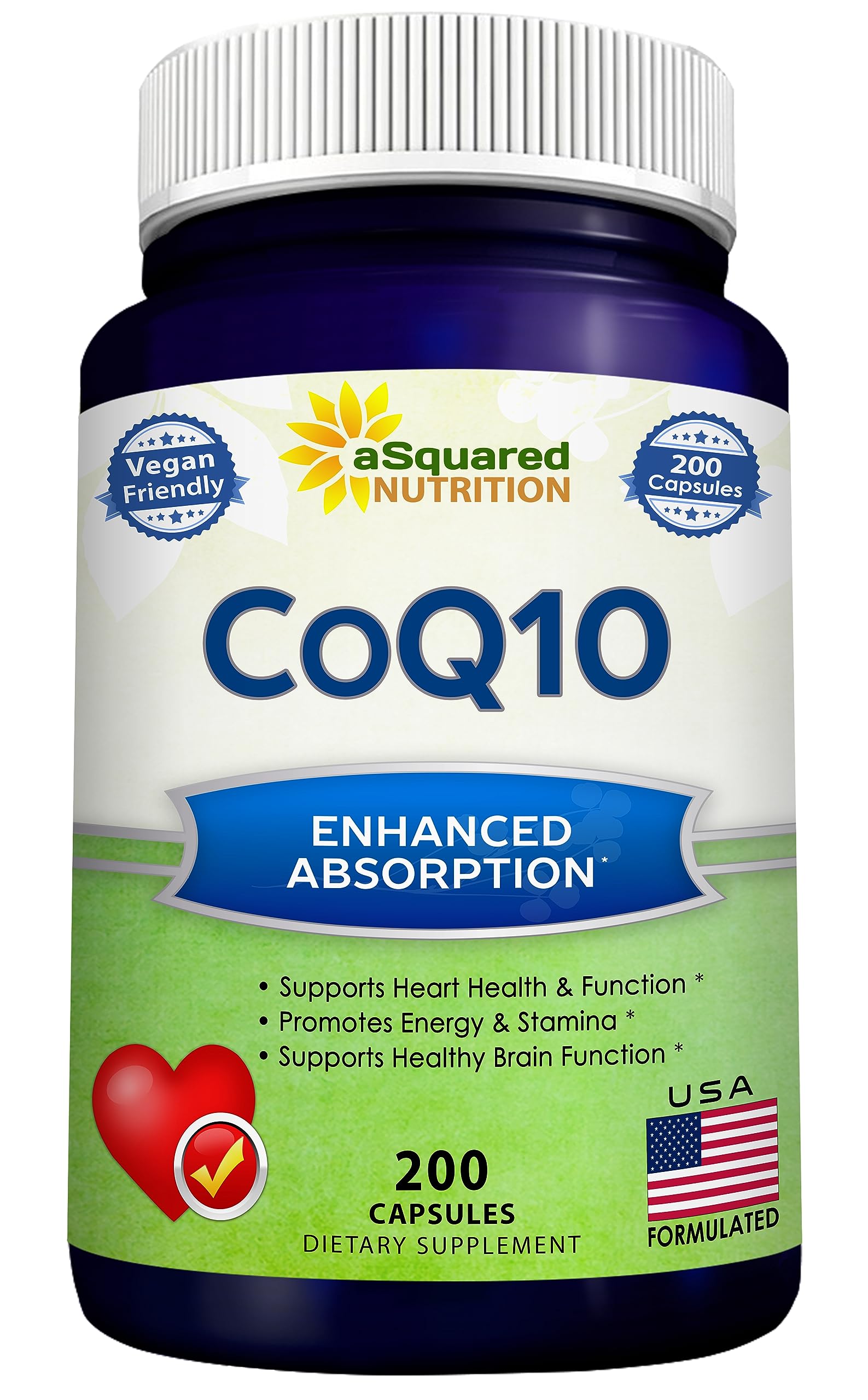 81UHhL44QEL.jpg aSquared Nutrition CoQ10 (400mg Max Strength, 200 Capsules) - High Absorption Vegan Coenzyme Q10 Powder - Ubiquinone Supplement Pills, Extra Antioxidant CO Q-10 Enzyme Vitamin Tablets, Coq 10 400 mg - Image 1