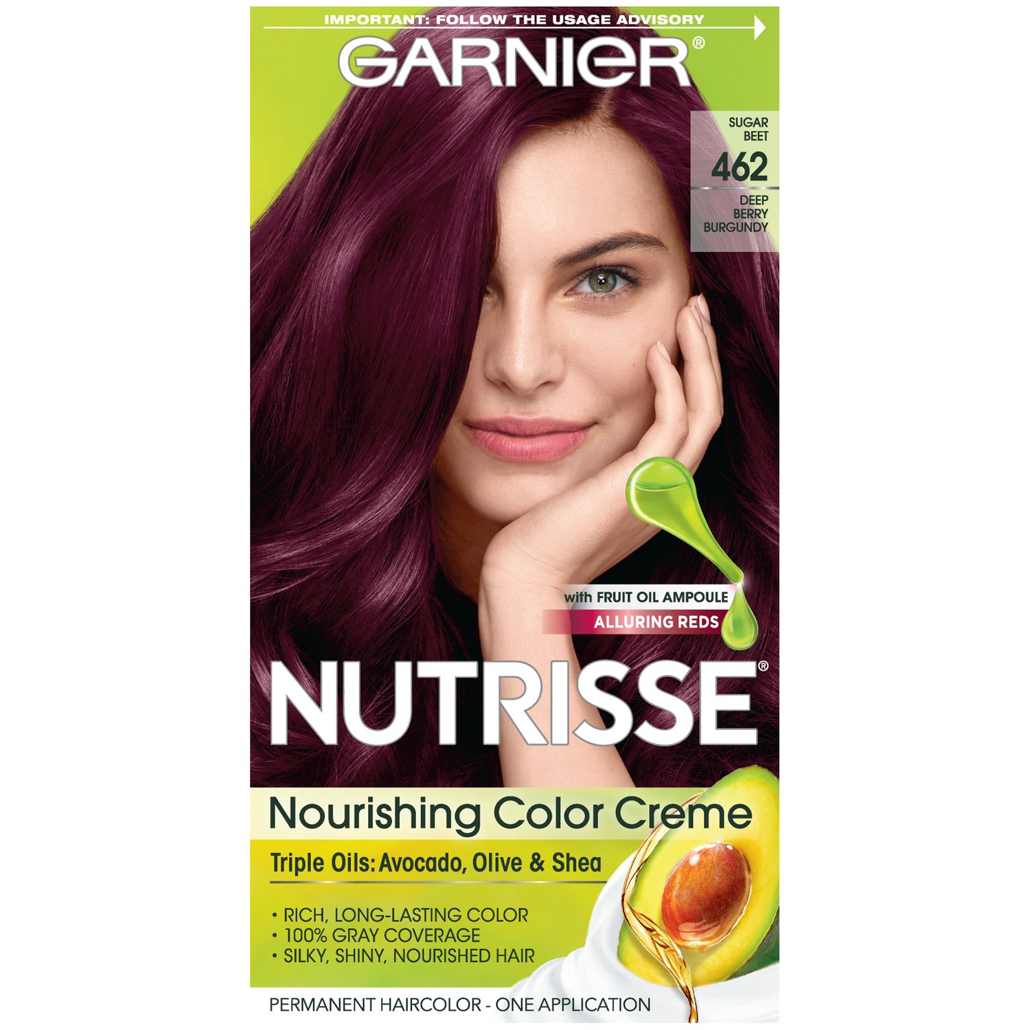 81WO7KjyQ7L.jpg Garnier Hair Color Nutrisse Nourishing Creme, 462 Dark Berry Burgundy (Sugar Beet) Red Permanent Hair Dye, 1 Count (Packaging May Vary) - Image 1