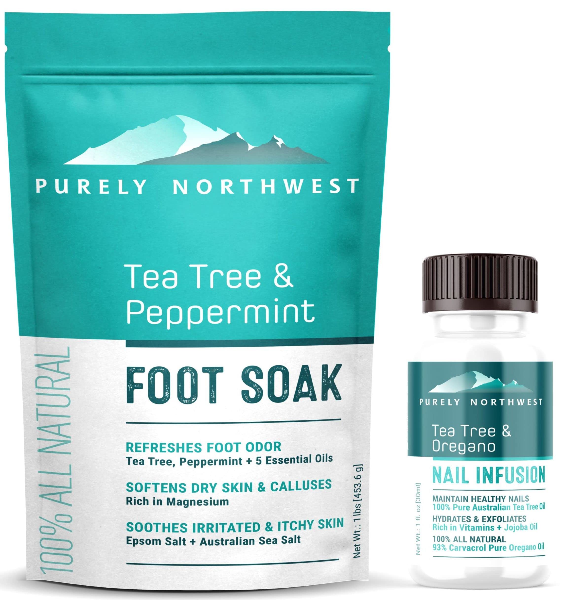 81WmhBlv5EL.jpg Purely Northwest-Tea Tree Oil Foot Soak & Nail Repair Oil Set- For Damaged Nails, Athletes Foot, Smelly Feet and Foot Callus - Made in the USA - Image 1
