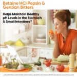 Doctor's Best Betaine HCI Pepsin & Gentian Bitters, Digestive Enzymes for Protein Breakdown & Absorption, Non-GMO, Gluten Free, 120 Caps, Original Version - Image 4
