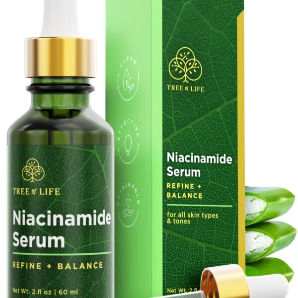 Tree of Life Niacinamide Vitamin B3 Serum, Hydrating Face Oil for Dark and Age Spots, Tightens Pores, Facial Serums for Sensitive Skin Care with Hyaluronic Acid and Vitamin E, 2 Fl Oz