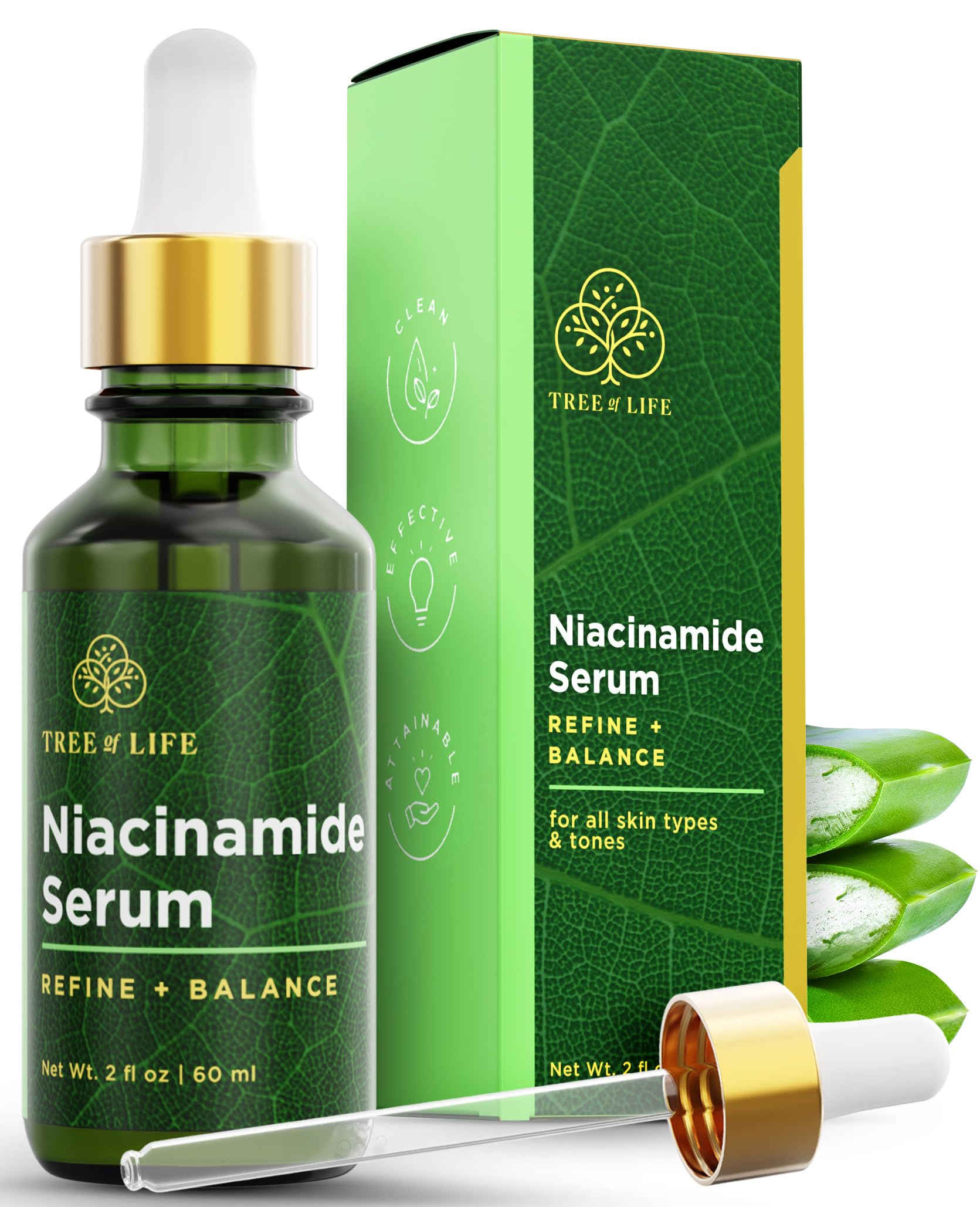 81jbiTLJZ6L.jpg Tree of Life Niacinamide Vitamin B3 Serum, Hydrating Face Oil for Dark and Age Spots, Tightens Pores, Facial Serums for Sensitive Skin Care with Hyaluronic Acid and Vitamin E, 2 Fl Oz - Image 1