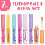 Expressions 7pc Fruity Flavored Lip Gloss Set - Lip Gloss in Assorted Fruity Flavors, Non Toxic Makeup for Kids & Teens - Image 2