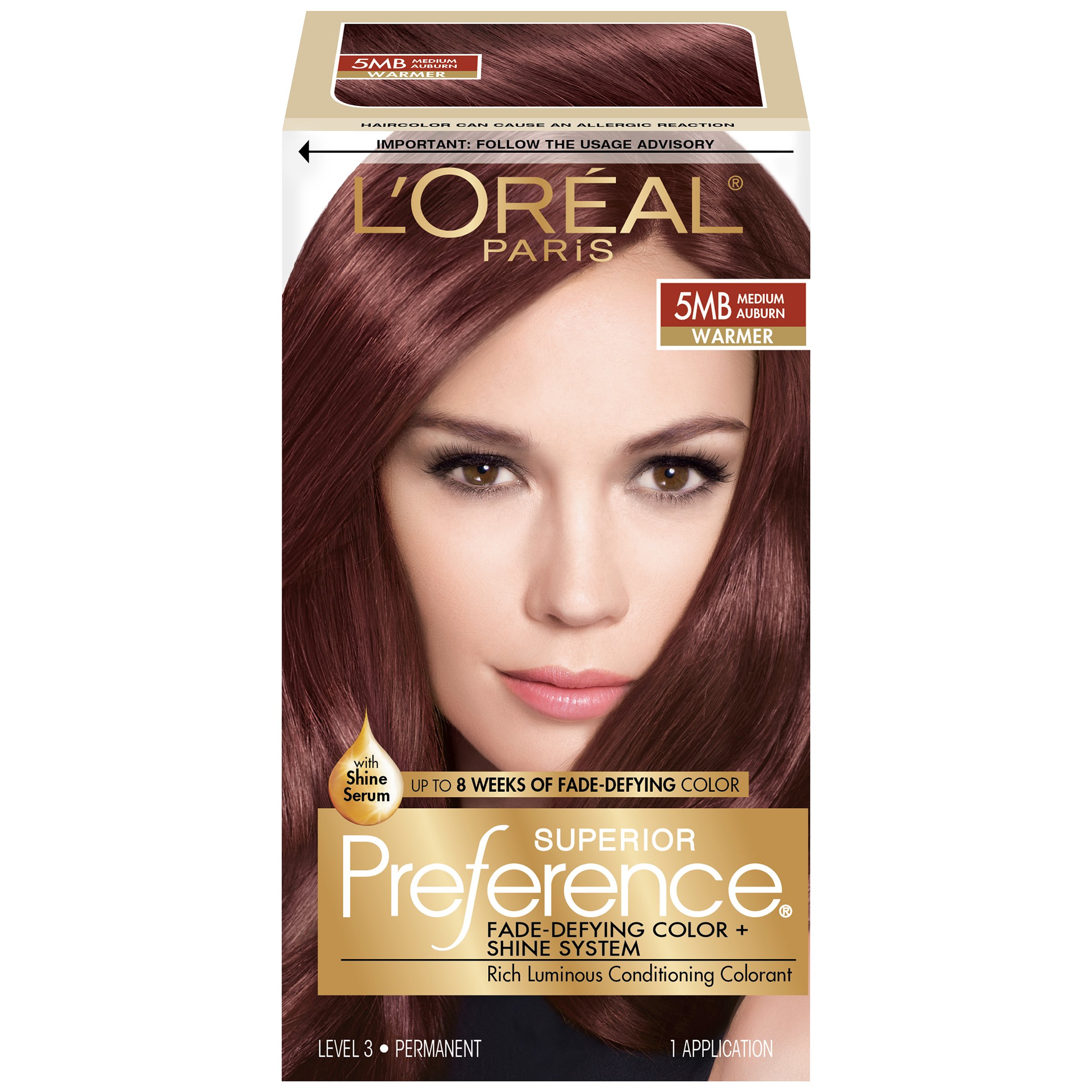 91eVrQ4q9vL.jpg L'Oreal Paris Superior Preference Fade-Defying + Shine Permanent Hair Color, 5MB Medium Auburn, Pack of 1, Hair Dye - Image 1
