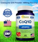 aSquared Nutrition CoQ10 (400mg Max Strength, 200 Capsules) - High Absorption Vegan Coenzyme Q10 Powder - Ubiquinone Supplement Pills, Extra Antioxidant CO Q-10 Enzyme Vitamin Tablets, Coq 10 400 mg - Image 4